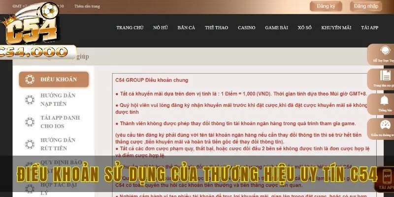 Điều khoản sử dụng C54 1 Điều khoản sử dụng uy tín C54