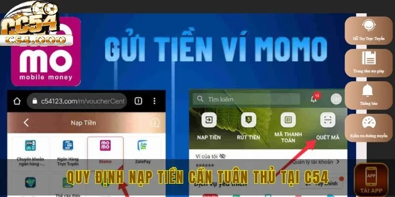 Nạp tiền C54 1 Quy định nạp tiền cần tuân thủ tại C54