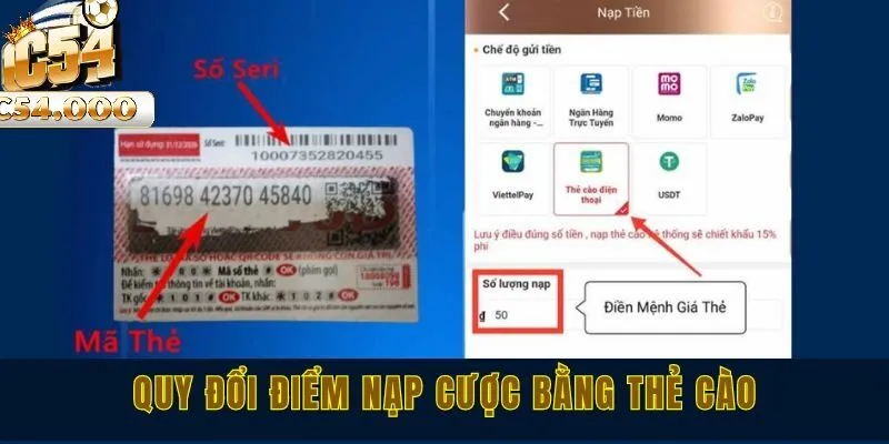 Nạp tiền C54 3 Quy đổi điểm nạp cược bằng thẻ cào